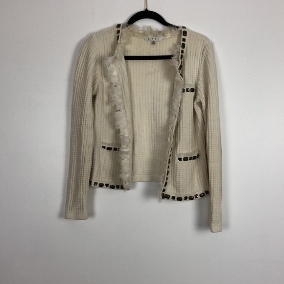 CAbi Gabrielle long sleeve waffle knit embellished cardigan sweater jacket Med - Picture 4 of 6